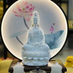 Tượng Phật Quán Âm Bồ Tát 30cm thờ phổ thông tại gia, chất liệu đá, đúc đặc nguyên khối
