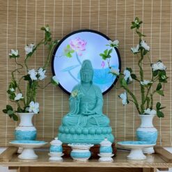 Tượng Phật Quán Âm Bồ Tát thờ tại gia 50cm chất liệu đá đúc đặc nguyên khối, Phúc Lộc Thọ